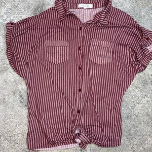 Burgundy Striped Button Down